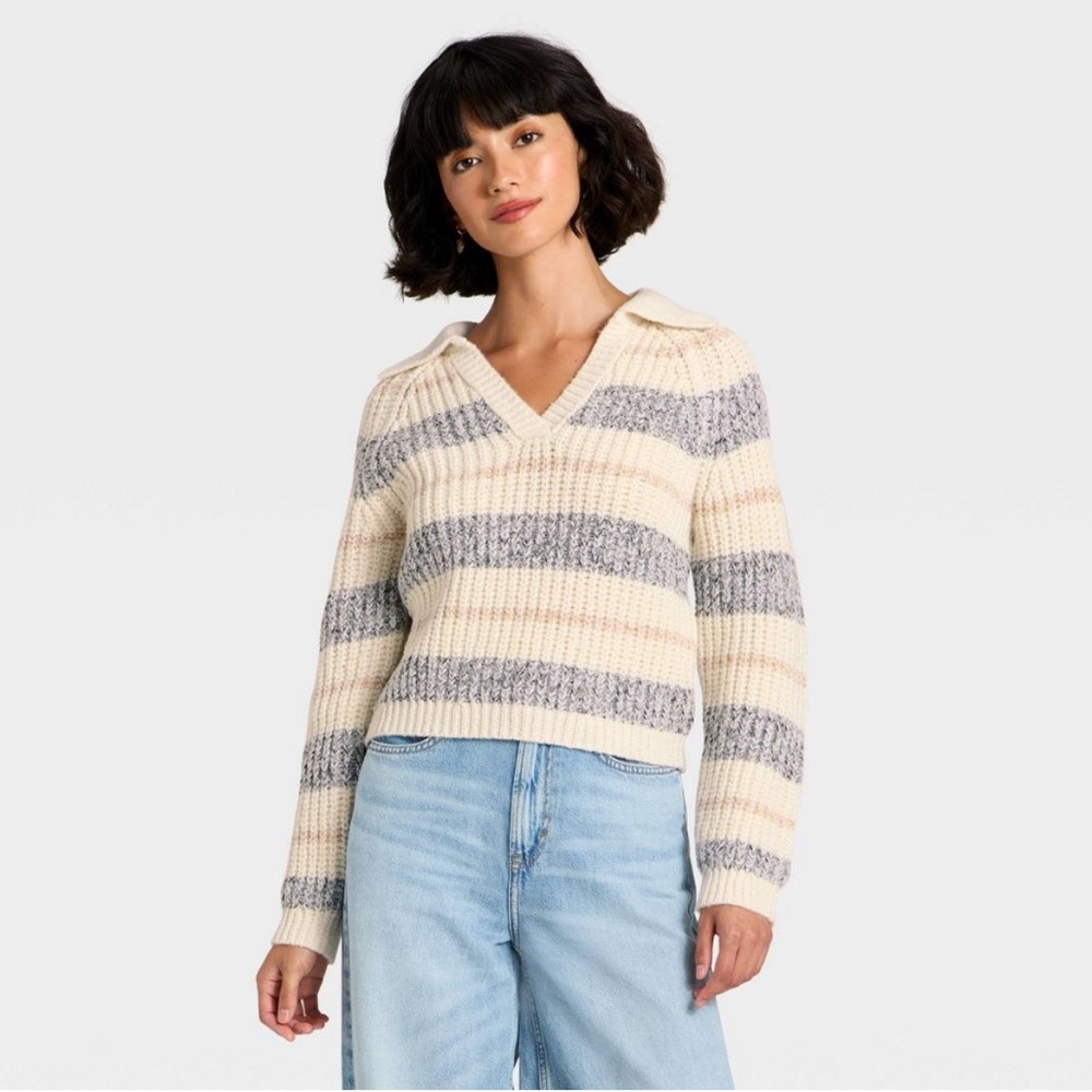 NWoT Women's Chunky Polo Collar Pullover Sweater - Universal Thread XS NEW